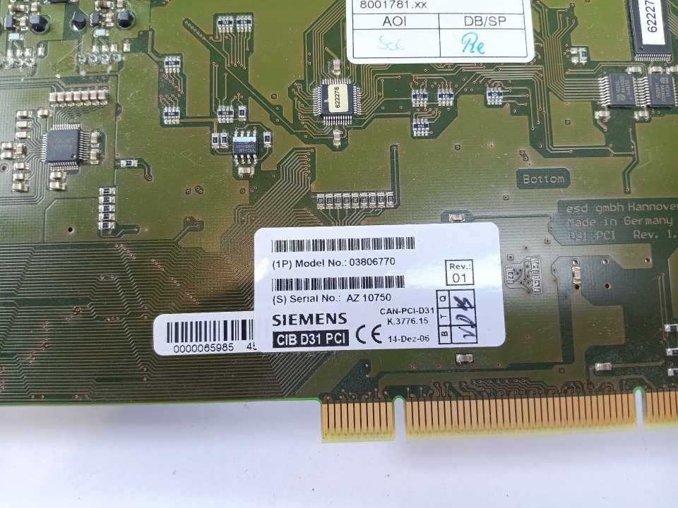 Siemens 03806770 D31 PCI Rev.1.1 Interface Board