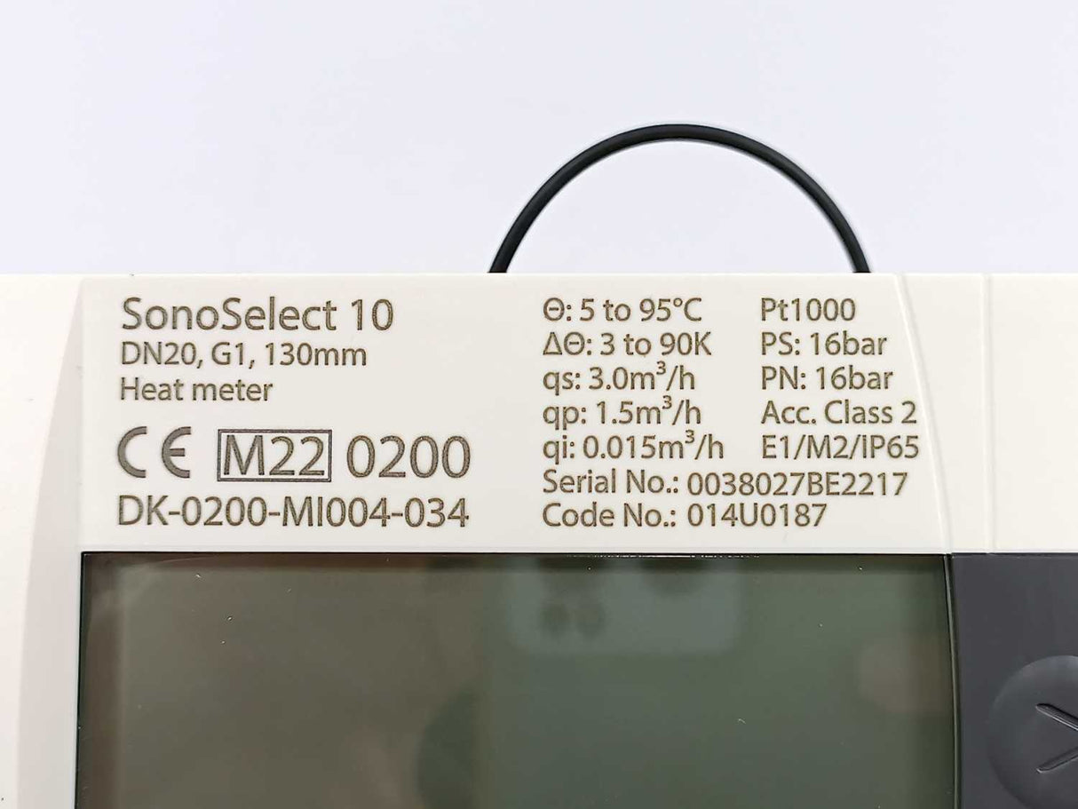 Danfoss 014U0187 SonoSelect 10 - Ultrasonic Heat Meter M-Bus DN20, g1, 130mm