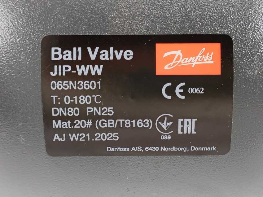 Danfoss 065N3601 JIP-WW Ball Valve, Reduced Bore, PN 25, DN 80, Welded
