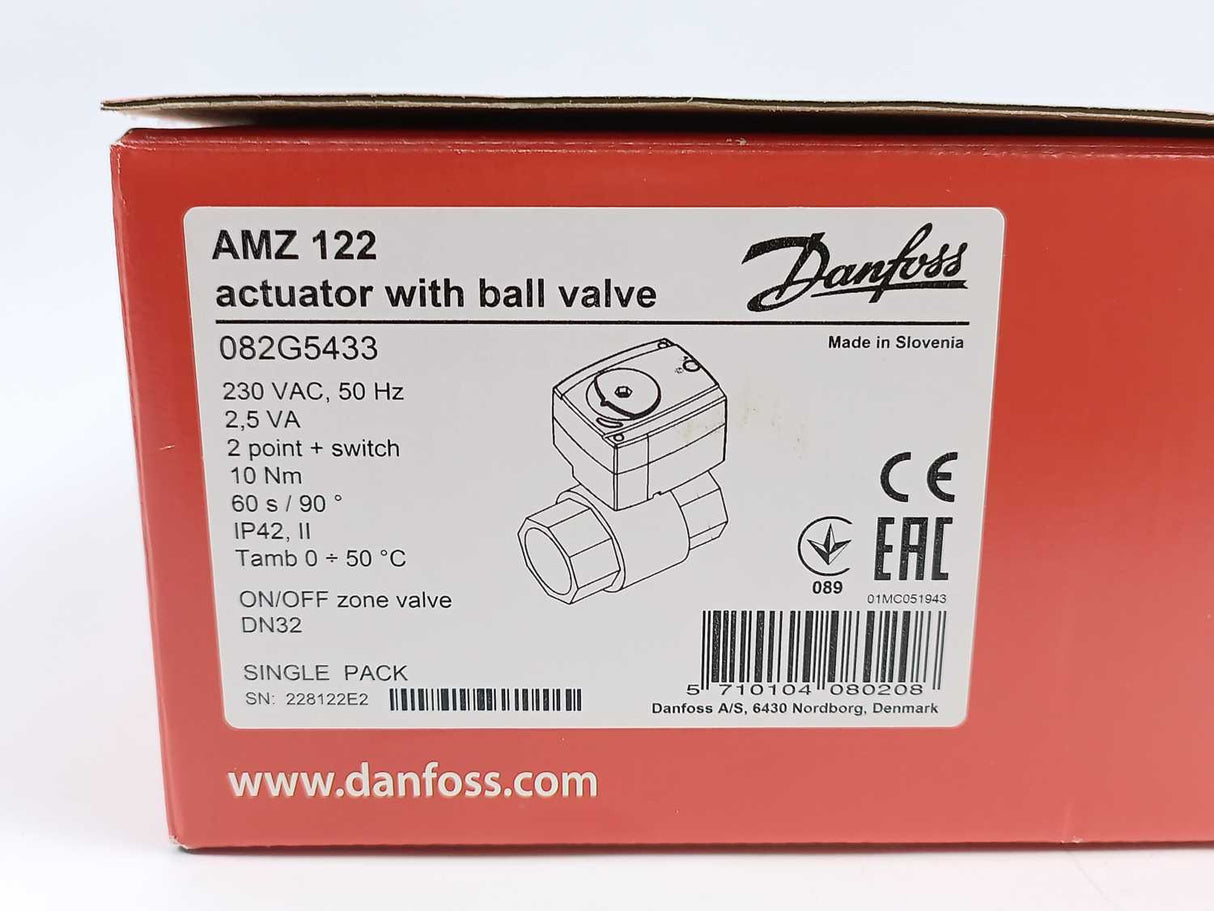 Danfoss 082G5433 AMZ 122 Actuator with Ball Valve DN32 230VAC