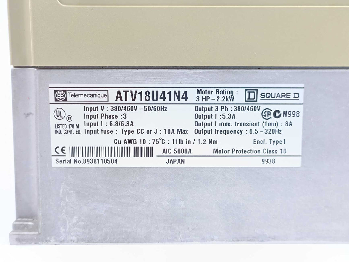 Schneider / Telemecanique ATV18U41N4 Variable Frequency Drive