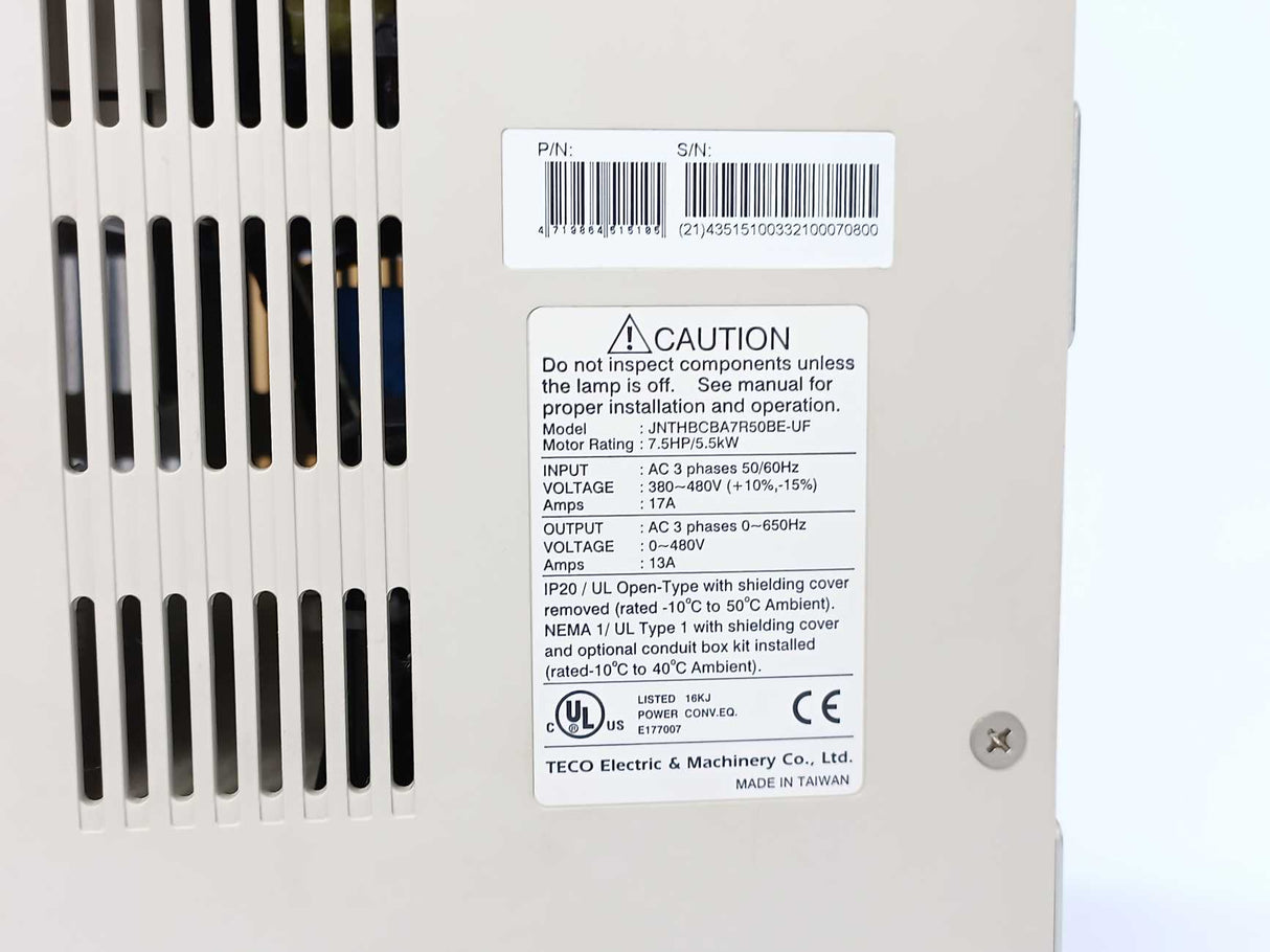 Teco Electric & Machinery JNTHBCBA7R50BE-UF 7.5HP/5.5kW