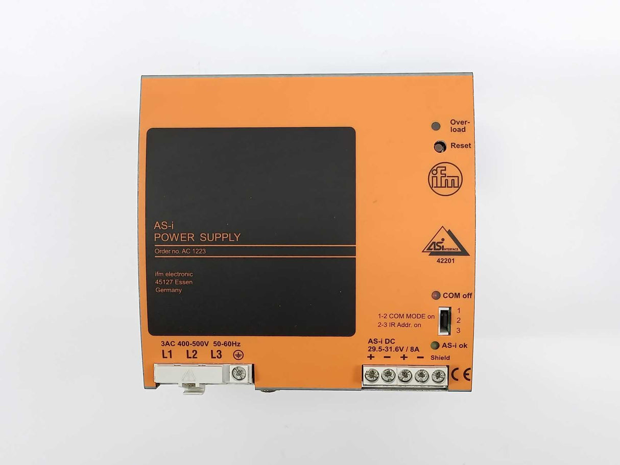 Ifm Electronic AC1223 Power Supply, Input 400-500VAC, Output AS-i 30.5VDC 8A