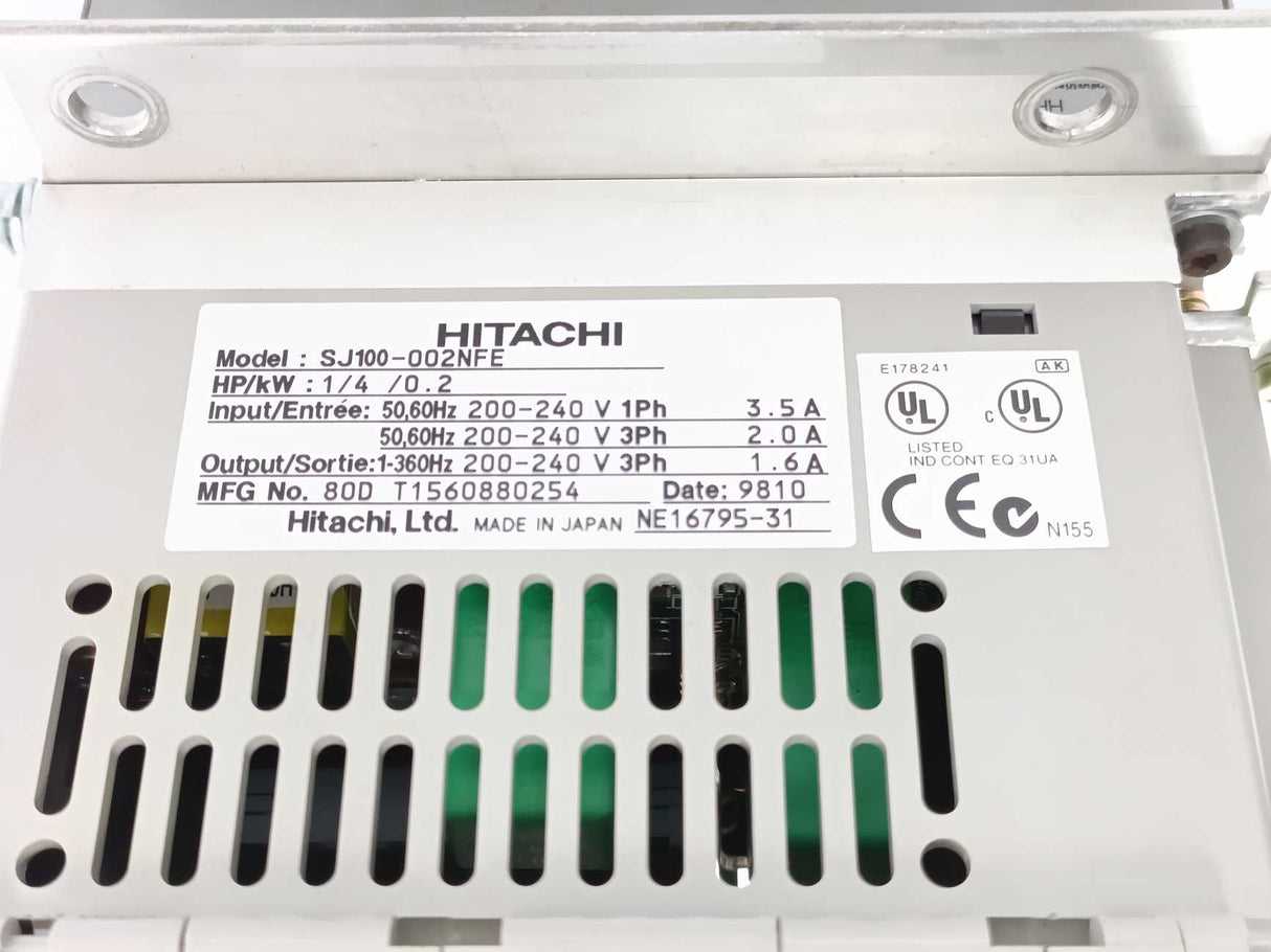 HITACHI SJ100-002NFE Frequency Converter, HP/kW: 1/4 /0.2