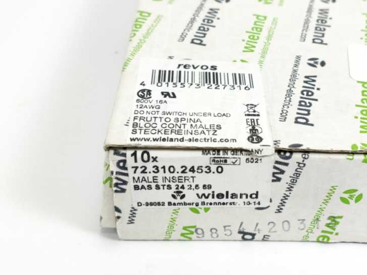 Wieland 72.310.2453 690V 16A Male Insert BAS STS 24 2.5 69 10 Pcs.