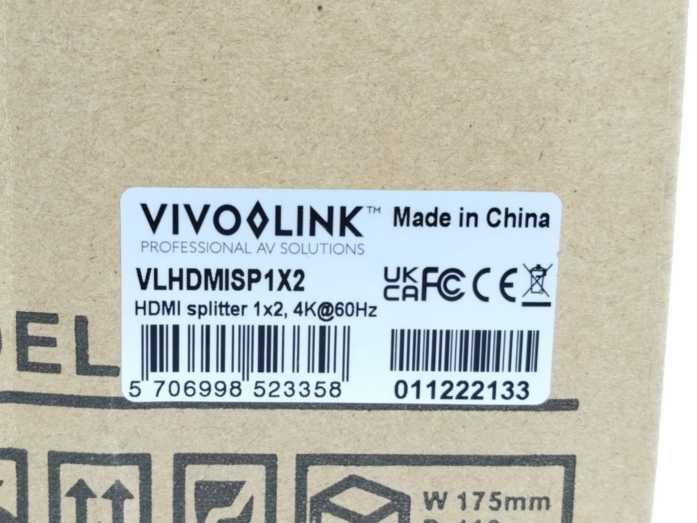 Vivo Link VLHDMISP1X2 HDMI Splitter 1x2, 4K@60Hz