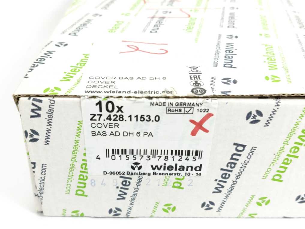 Wieland Z7.428.1153.0 Cover BAS AD DH 6 PA 10pcs Batch