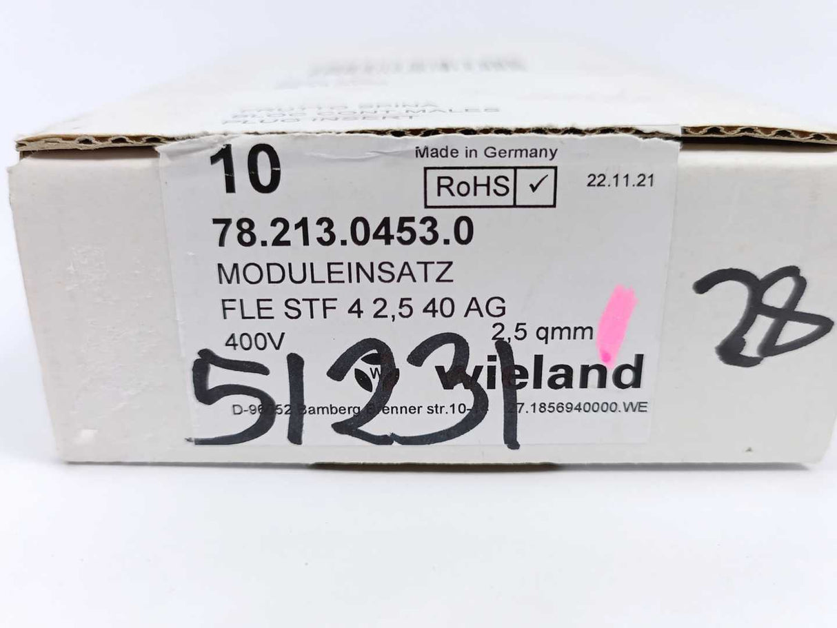 Wieland 78.213.0453.0 Modular Insert FLE STF 4 2,5 40 AG 10pcs batch