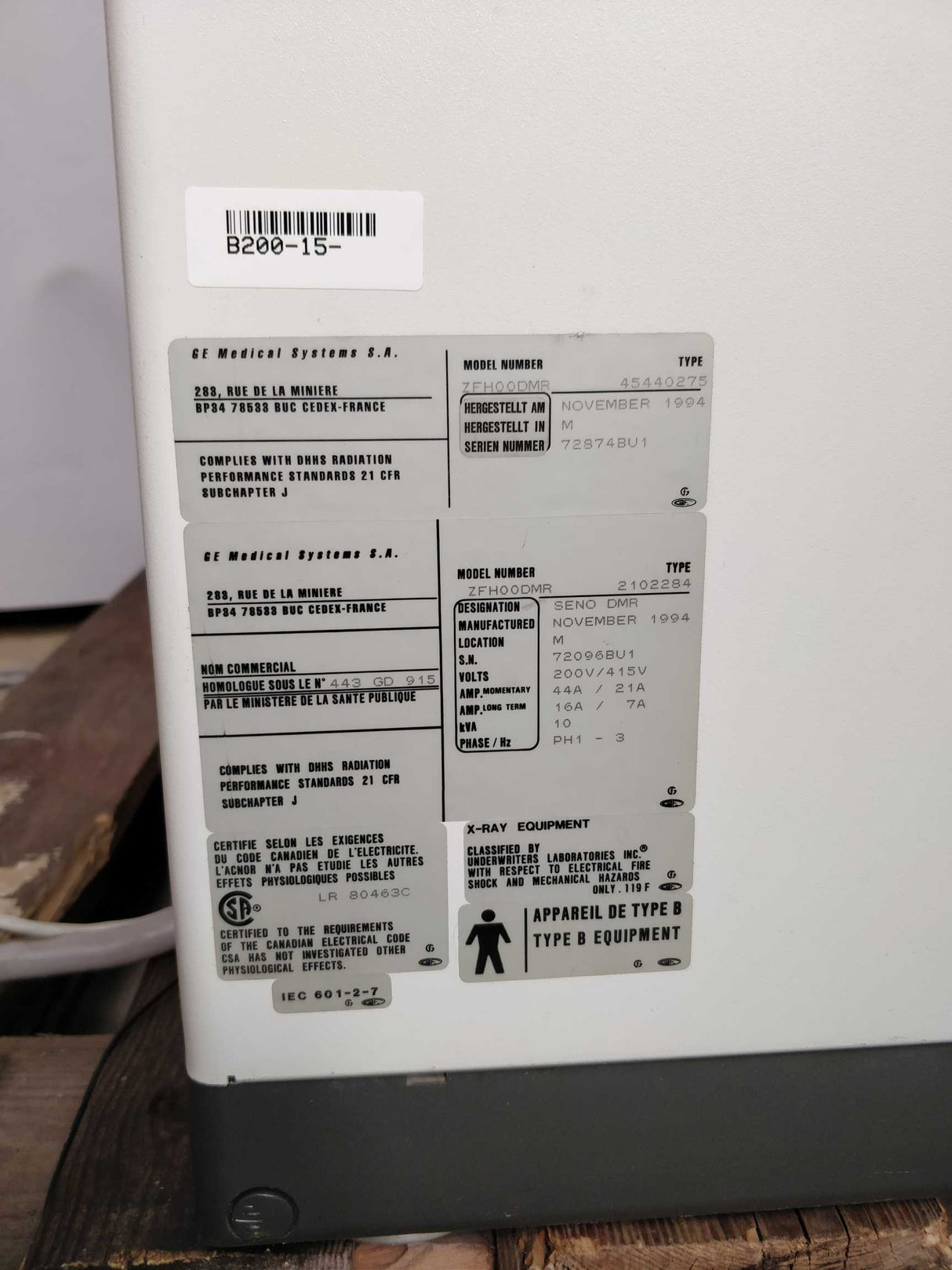 GE Medical Senographe DMR ZFH00DMR 45440275 2102284 36005747