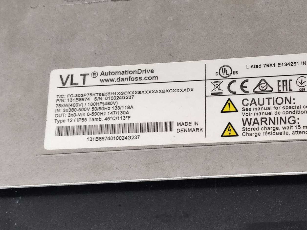 Danfoss 131B8674 75kW FC-302P75KT5E55H1XGCXXXSXXXXAXBXCXXXXDX