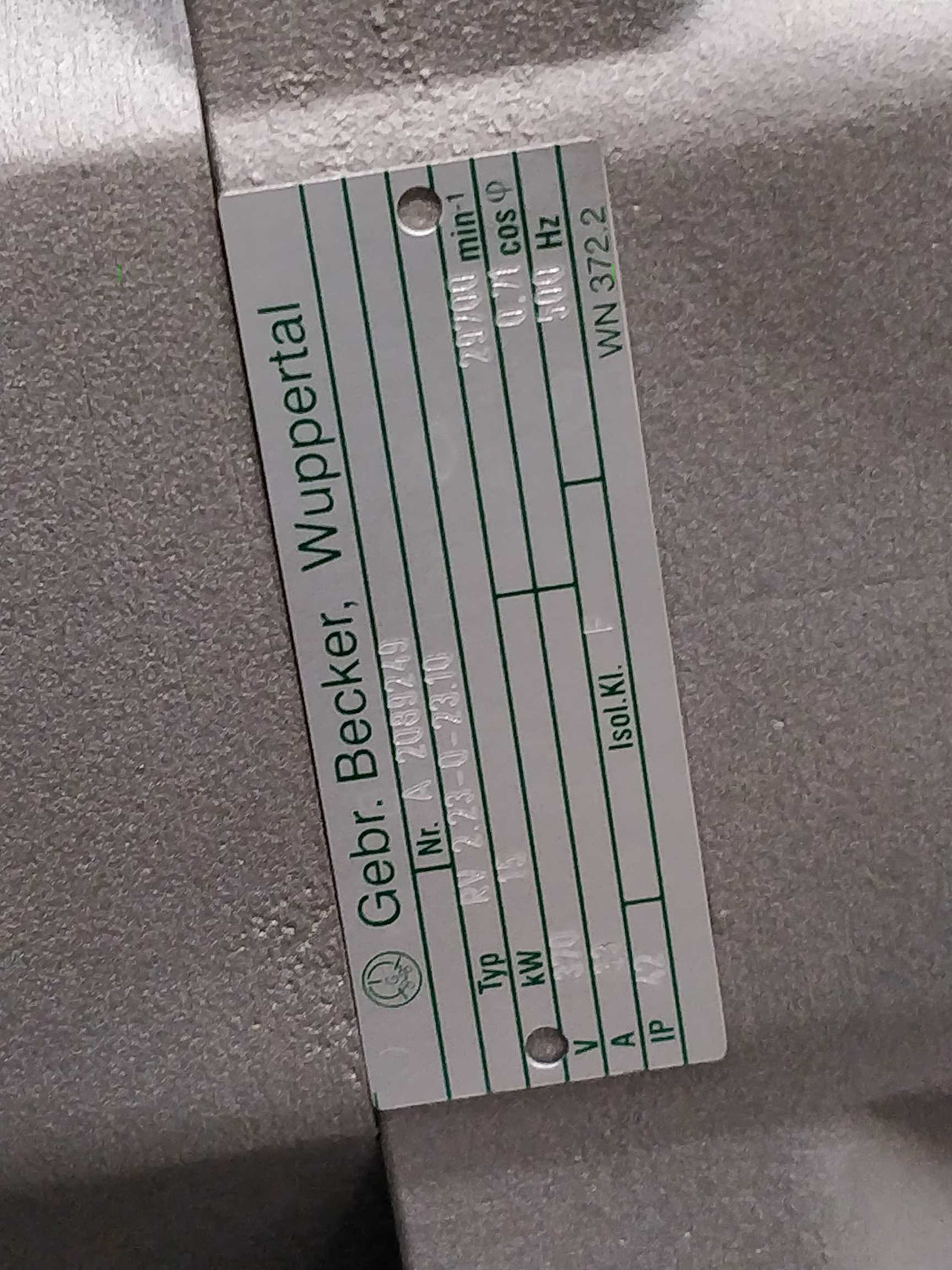 Becker RV 2.2320/31-0111 vacuum pump with RV 2.23-0-23.10 15kW