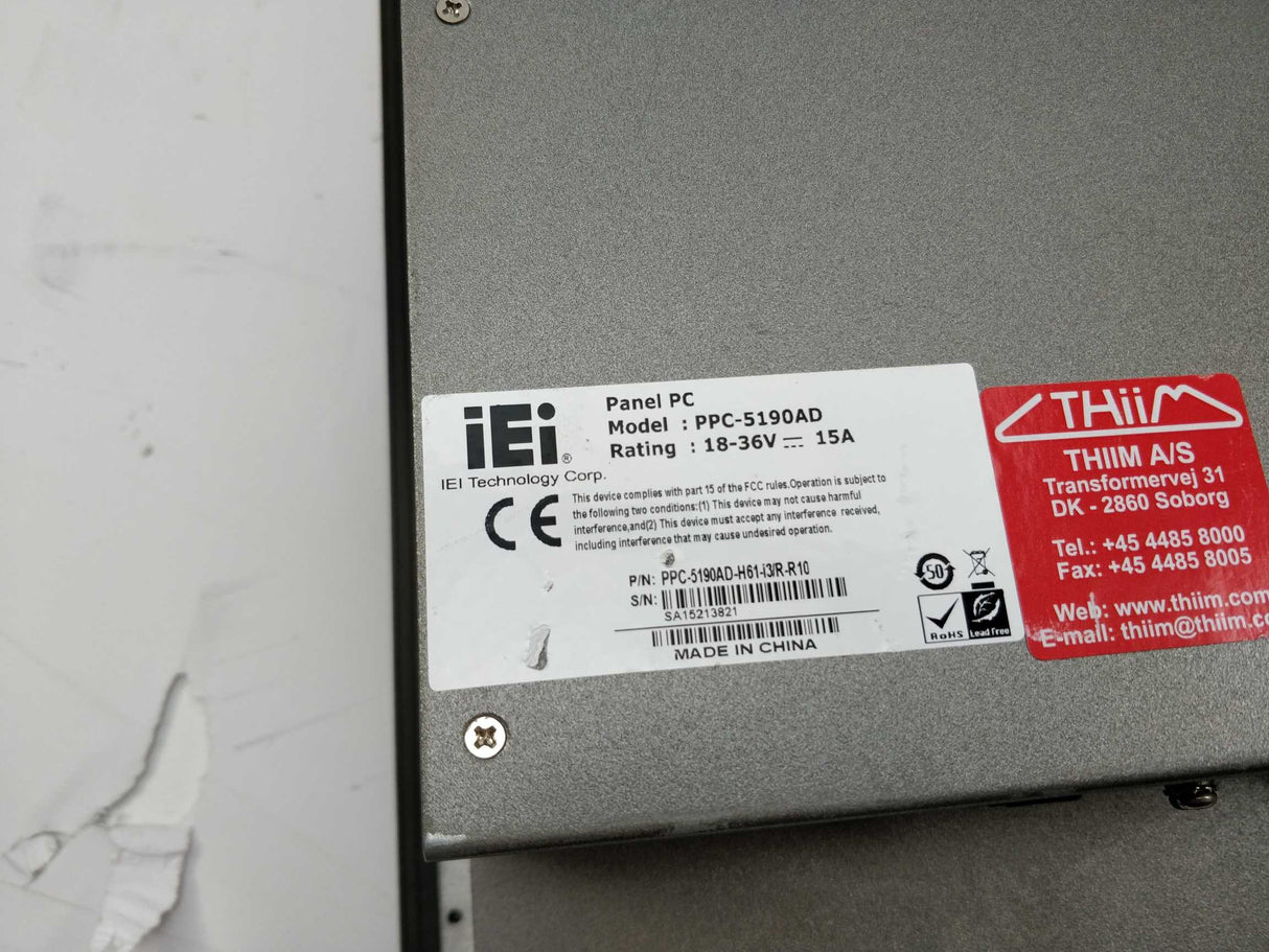 IEI Technology Corp PPC-5190AD-H61-i3/R-R10 Panel PC, do not power up
