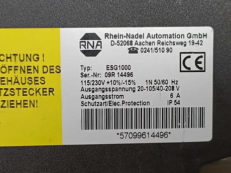 Rhein-Nadel Automation SRC-N250-2L Vibratory bowl feeder ESG1000 control unit