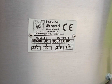 Brovind Vibratori OB600 Vibratory Feeder 220V 50Hz 3.9A