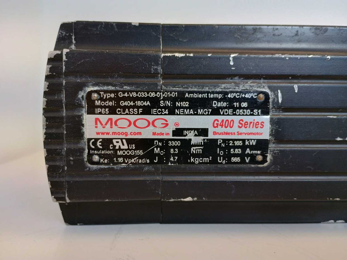 Moog G404-1804A G-4-V8-033-06-01-01-01 G400 Brushless Servomotor