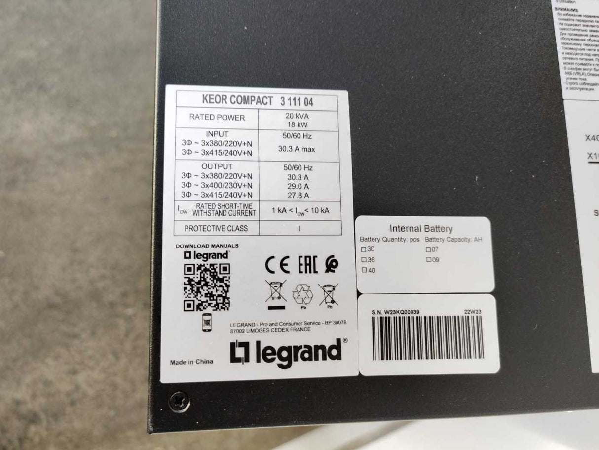 Legrand 311104 UPS KEOR Compact 20kVA 18kW