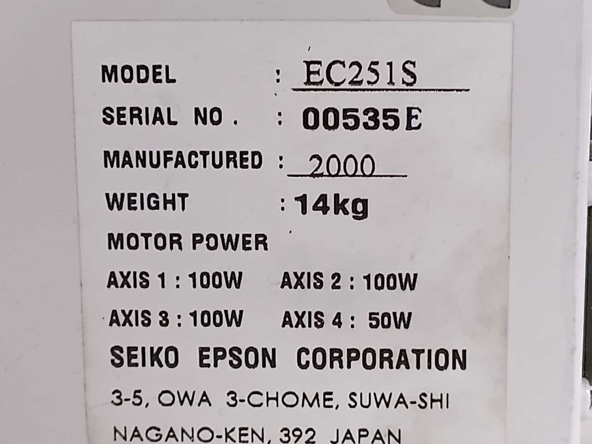 Seiko Epson SRC-320 & EC251S Robot Controller w/ 4-axis Industrial Robot
