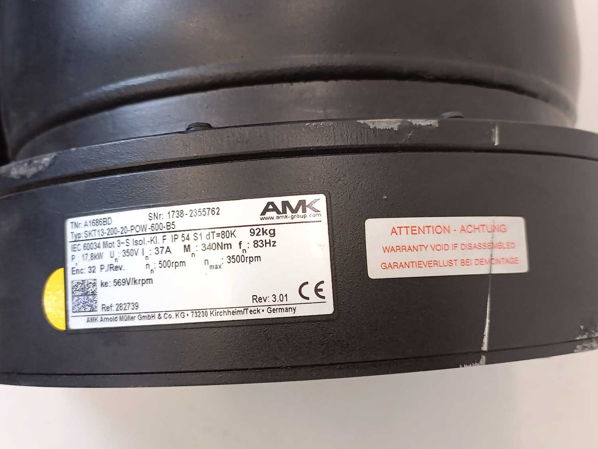 AMK SKT13-200-20-POW-600-B5 282739 A1686BD 17,8kW Hollow Shaft Motor