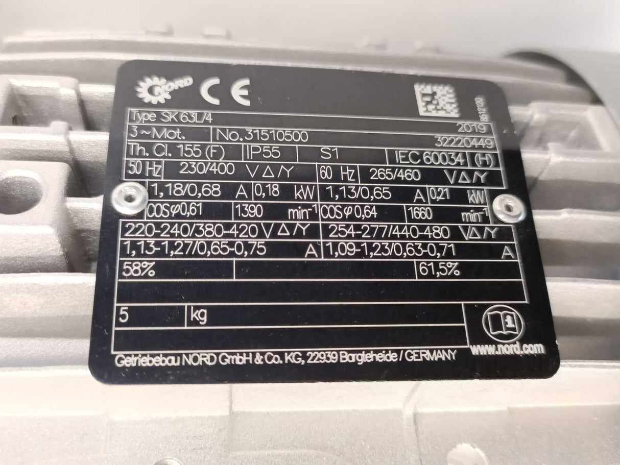 NORD Drivesystems SK92172.1A-63L/4 Geared Motor w/ SK63L/4