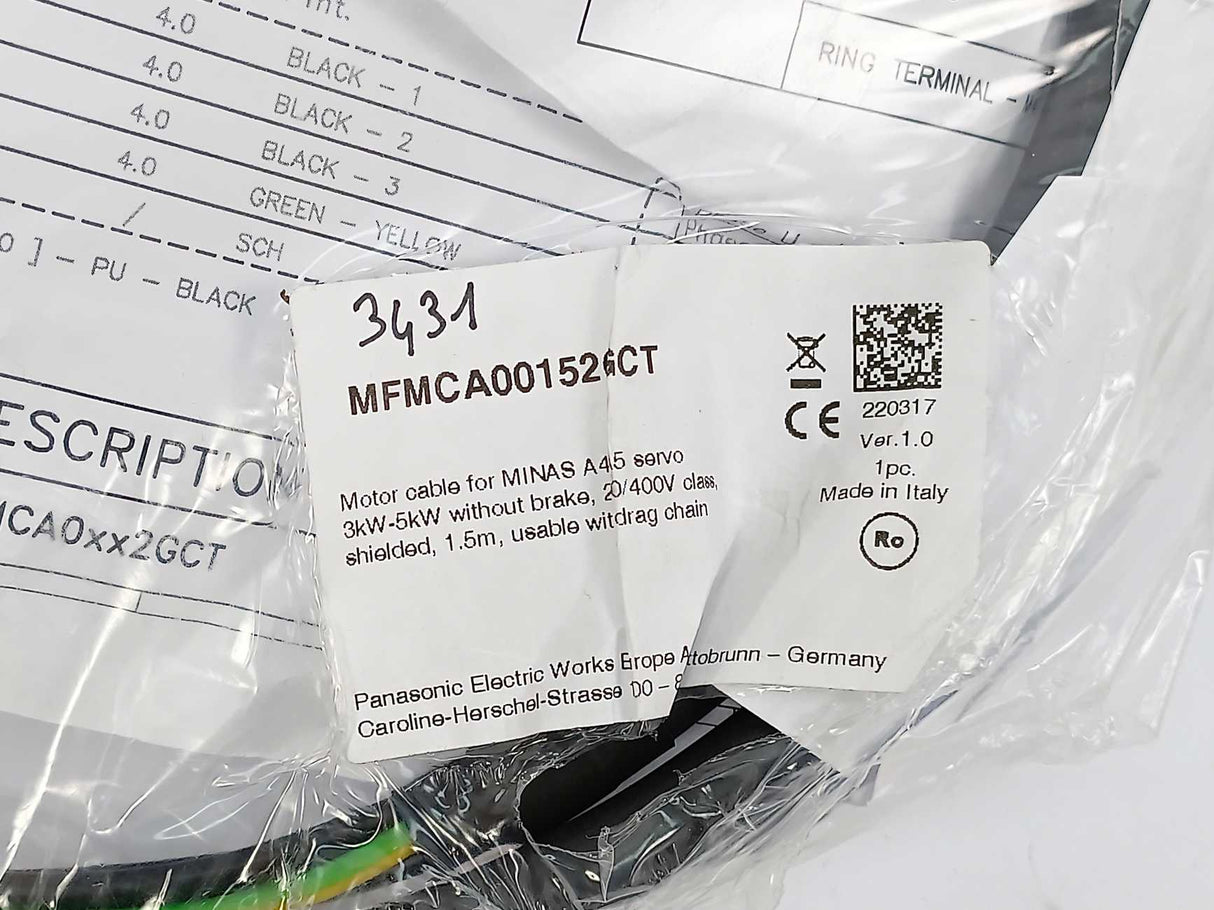 Panasonic  MSME504G1G MINAS A5 Family Servo Motor