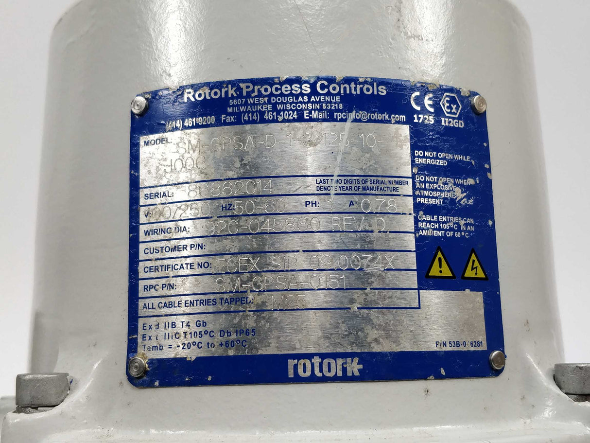 Rotork SM-GPSA-D-1-3/125-10-J006 RPC P/N: SM-GPSA-0151 GPSA Series