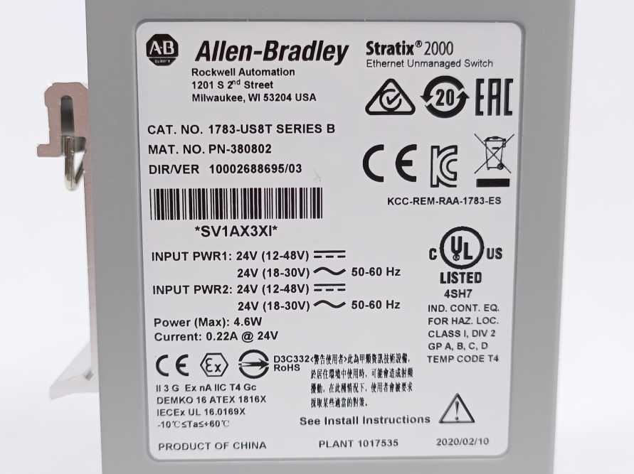 AB 1783-US8T Stratix 2000 Unmanaged Ethernet Switch Ser. B