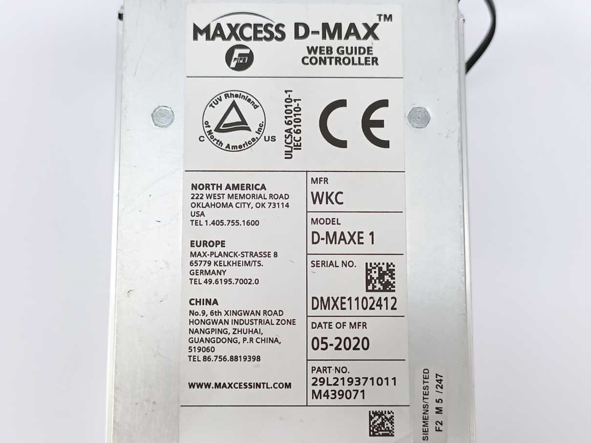 MAXCESS FIFE 29L219371011 M439071 D-MAX Web Guide Controller D-Maxe 1