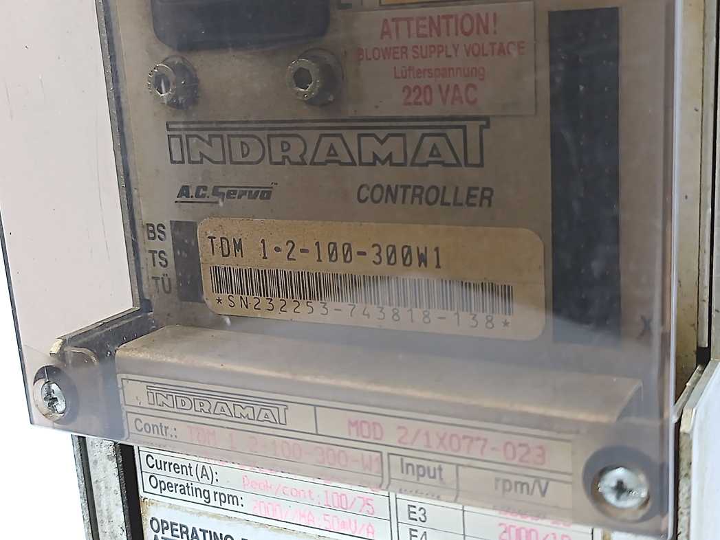 Indramat TDM1.2-100-300-W1/220 A.C. Servo Controller