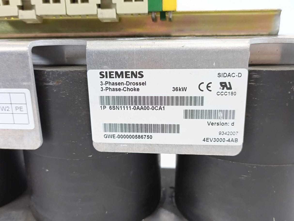 Siemens 6SN1111-0AA00-0CA1K GWE-0000005867500 SIDAC-D 3-Phase Choke 36kW