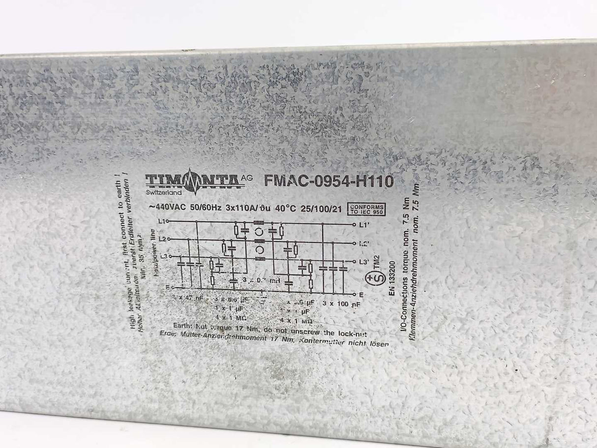 TIMONTA FMAC-0954-H110 3-Phase Line Filter