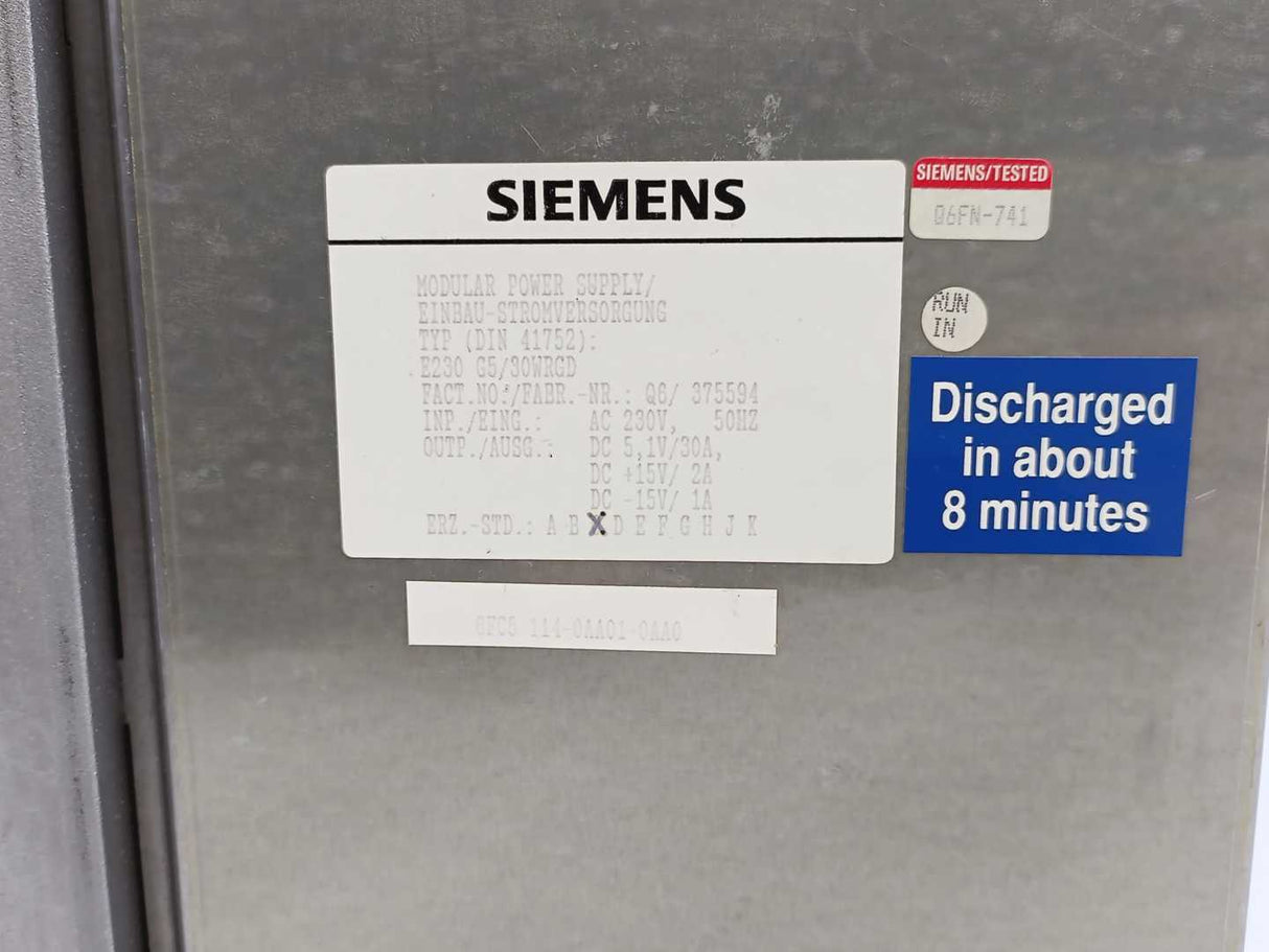 Siemens 6FC5114-0AA01-0AA0 Modular Power Supply
