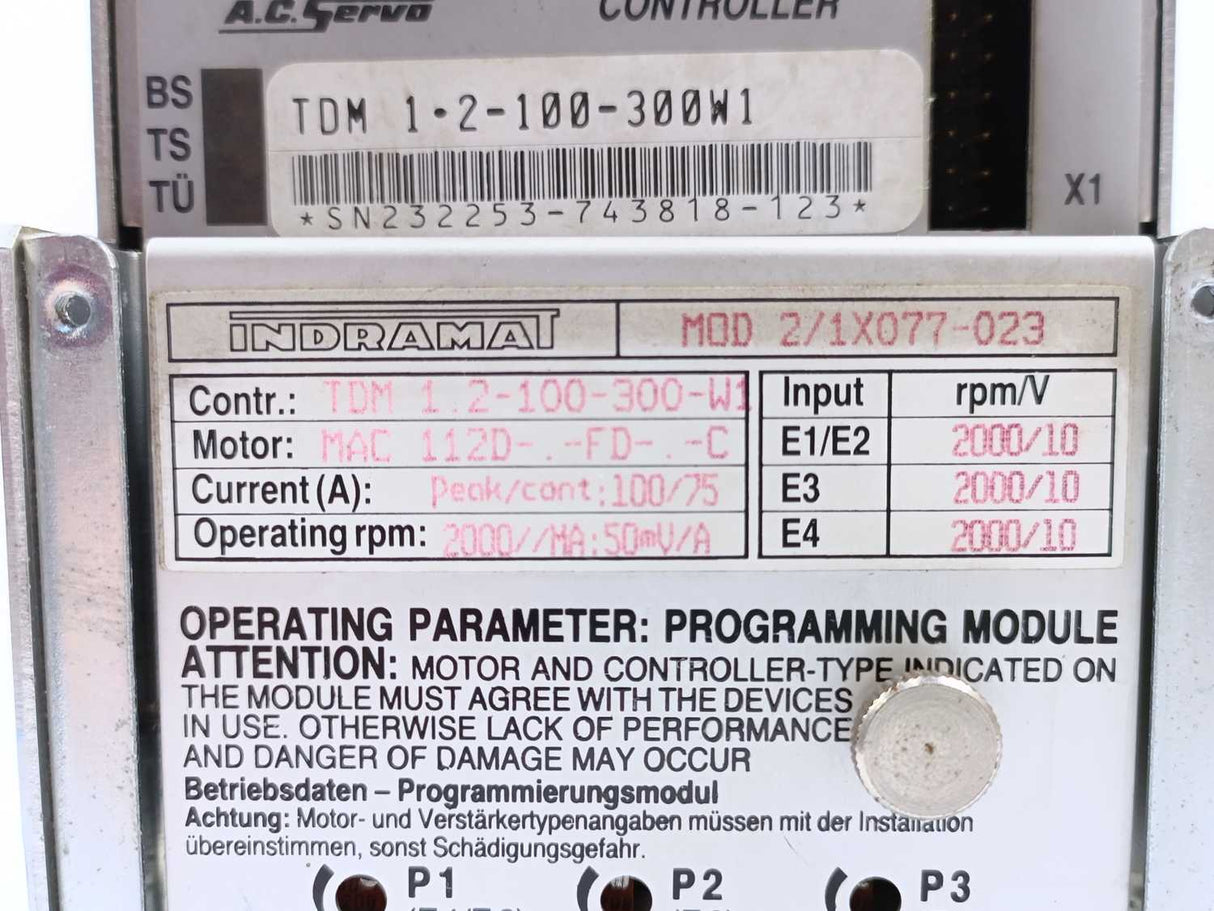 Indramat TDM1.2-100-300-W1/220 A.C. Servo Controller