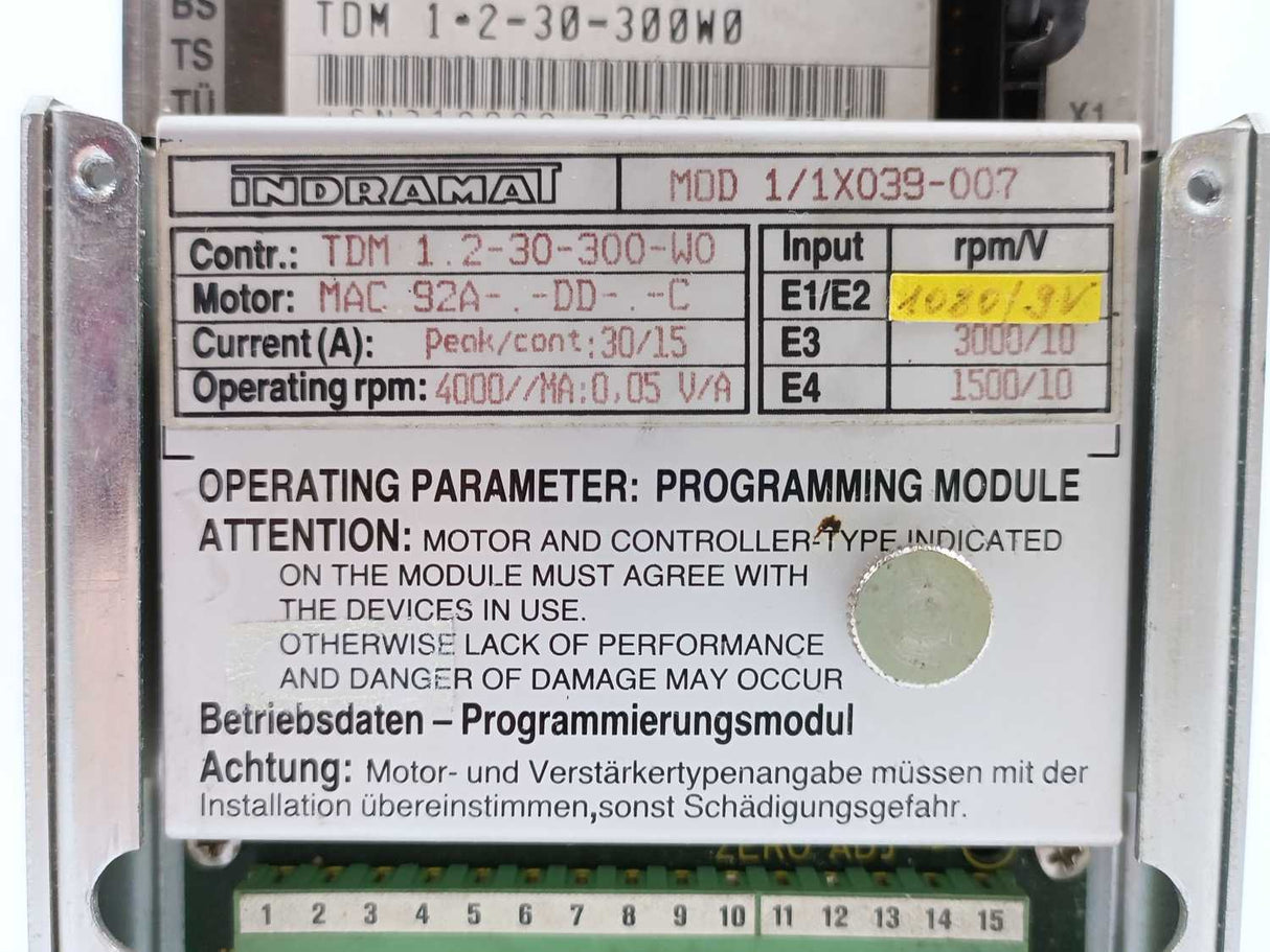 Indramat TDM1.2-30-300-W0 A.C. Servo Controller