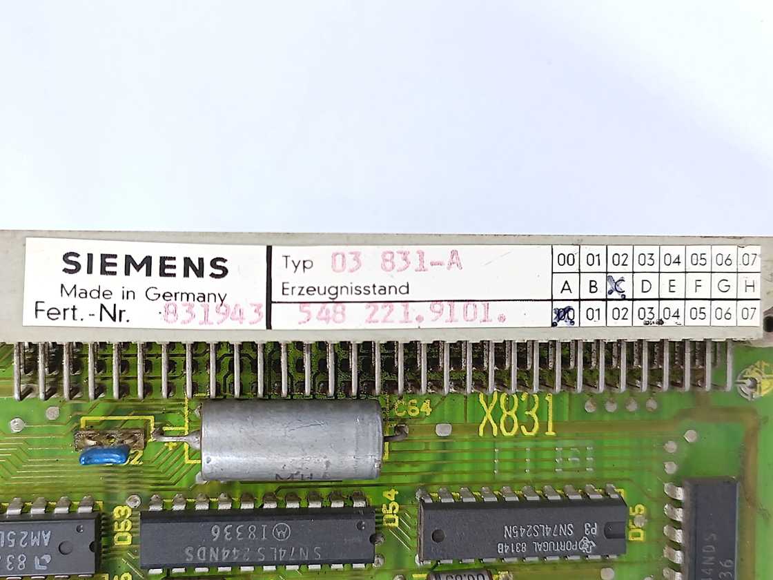 Siemens 548 221.9101. 03 831-A Control Board