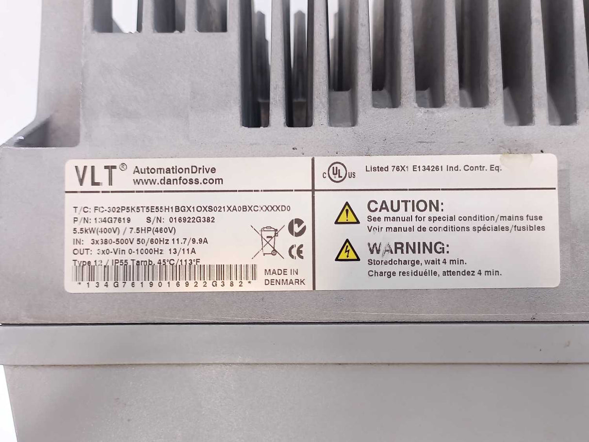 Danfoss FC-302P5K5T5E55H1BGX1OXS021XA0BXCXXXXD0 VLT 5,5kW 134G7619