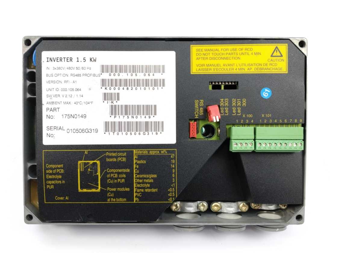 Danfoss 175N0149 Inverter 1.5 Kw RS485 Profibus Variable Speed Drive