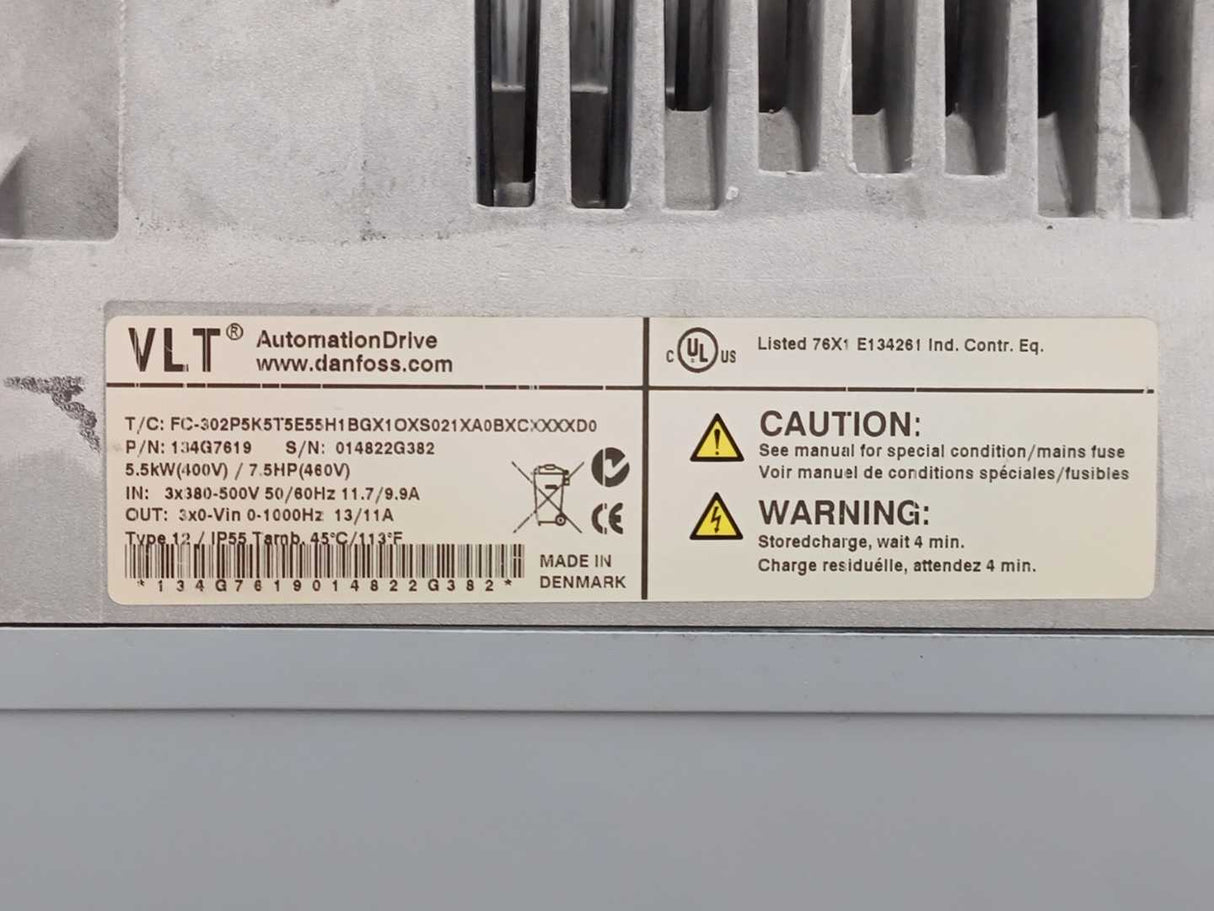 Danfoss 134G7619 VLT FC 302 Unit 5,5kW FC-302P5K5T5E55H1BGX1OXS
