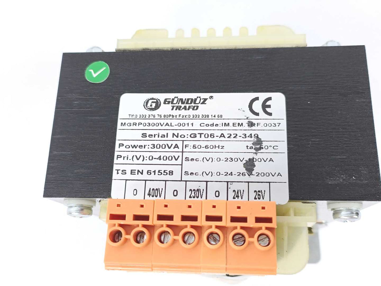 Gündüz Trafo MGRP0300VAL-0011 Multi-Winding Transformer,300VA 400V- 26/24/230V