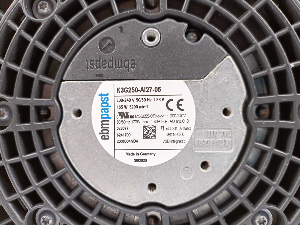 Ebmpapst K3G250-AI27-05 Centrifugal Fan, 200-240V 50/60Hz, 1.33A 165W