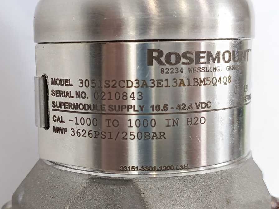 Rosemount 3051S2CD3A3E13A1BM5Q4Q8 Super Module Supply 10.5-42.4VDC