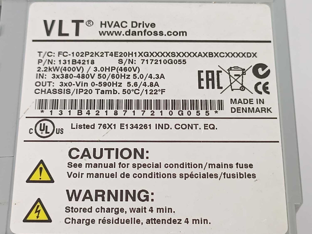 Danfoss FC-102P2K2T4E20H1XGXXXXS 131B4218 Frequency 2.2kW
