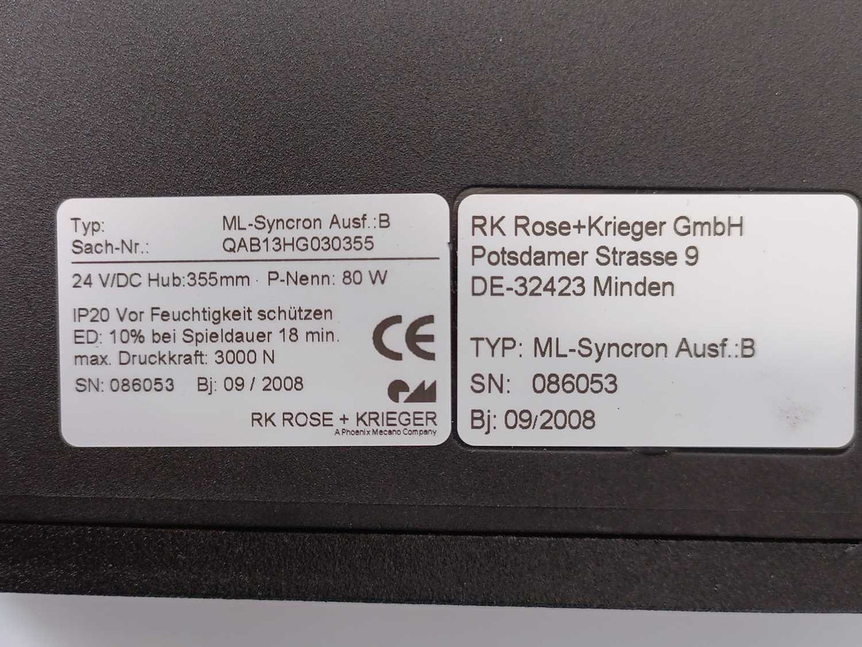 Rose+Krieger QAB13HG030355 ML-SYNCRON Ausf.: B Multilift Lifting Column