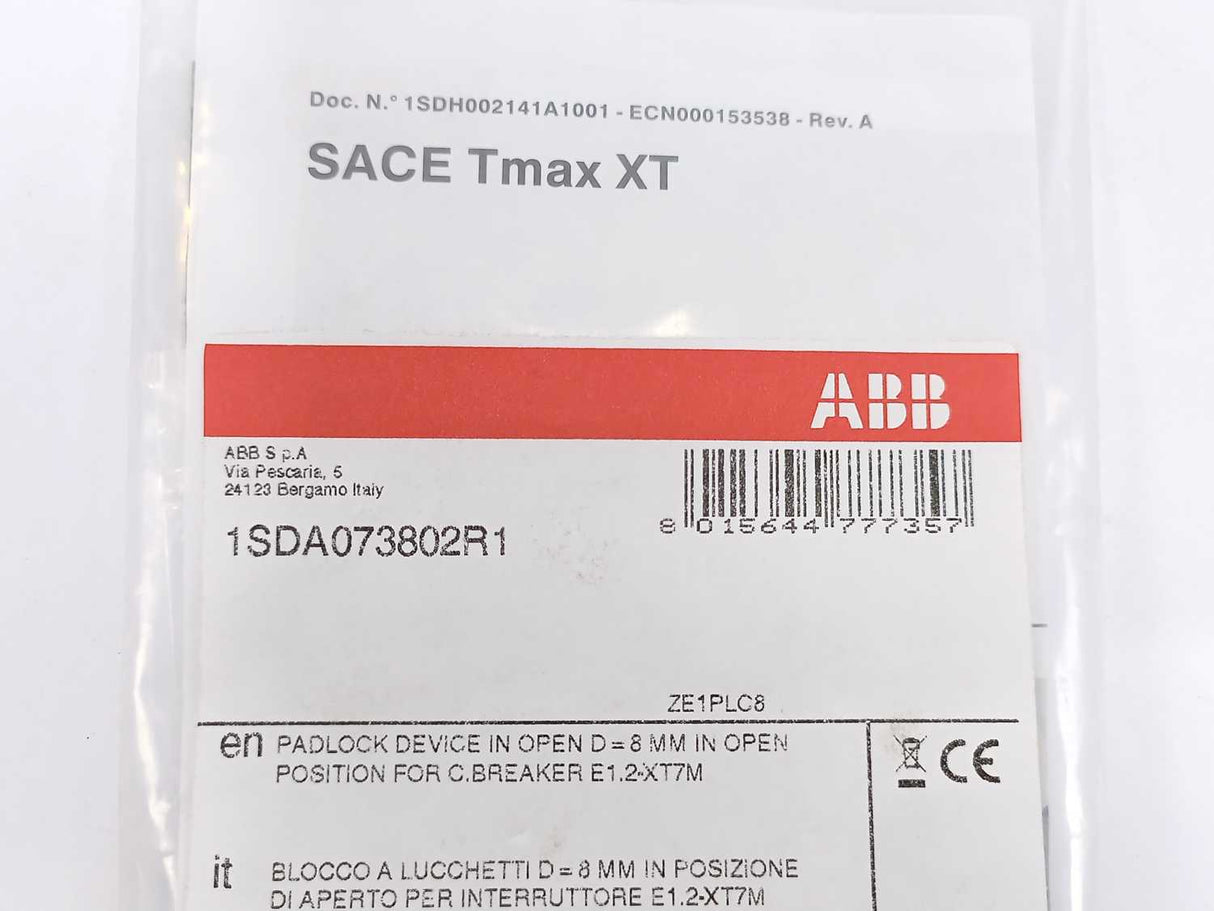 ABB 1SDA073802R1 PLC E1.2-XT7M Padlocks Open Pos. D=8mm