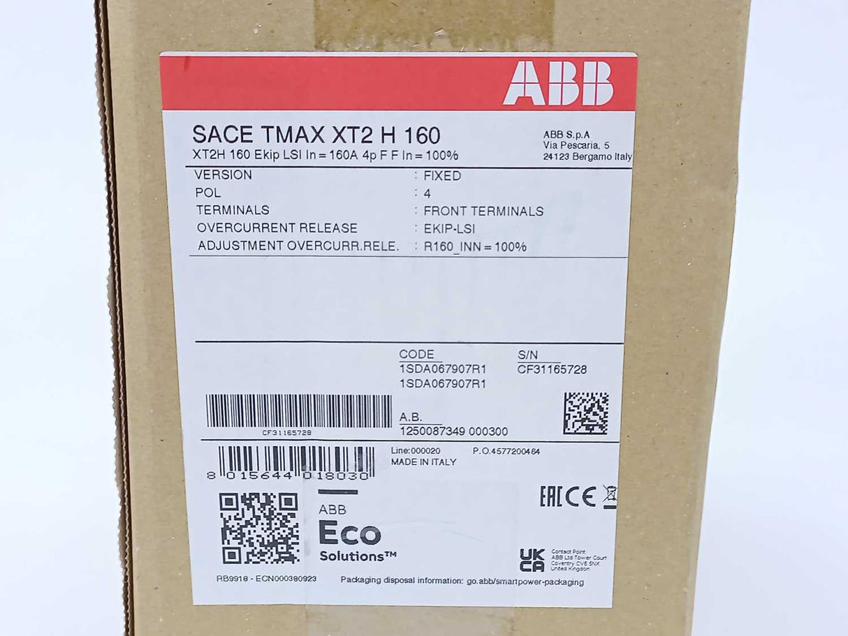 ABB 1SDA067907R1 SACE TMAX XT2 H 160 Circuit Breaker