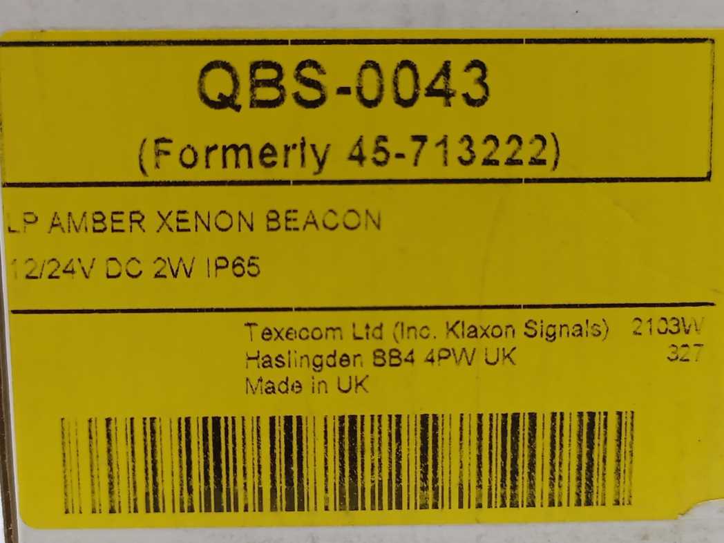 Klaxon Signals QBS-0043 LP Amber Xenon Beacon