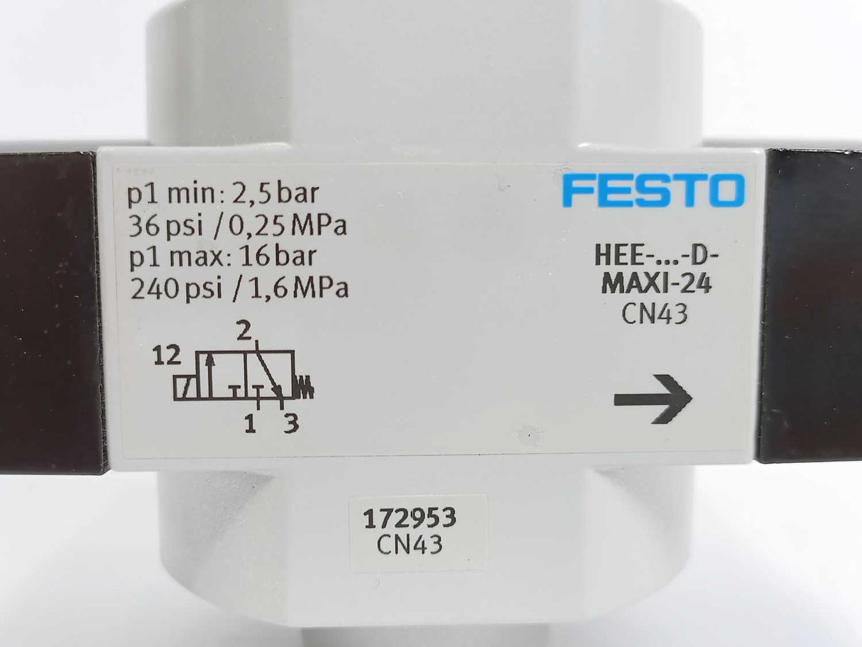 Festo 172953 HEE-1-D-MAXI-24 On/Off Valve