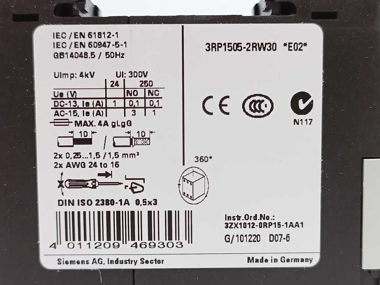 Siemens 3RP1505-2RW30 Timing Relay
