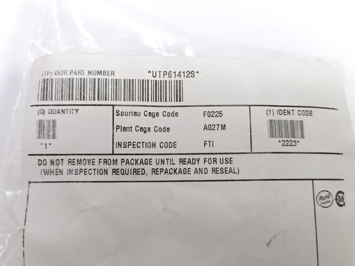 SOURIAU UTP61412S Standard Circular Connector 12P Plug Size 14. 12 Pcs. batch