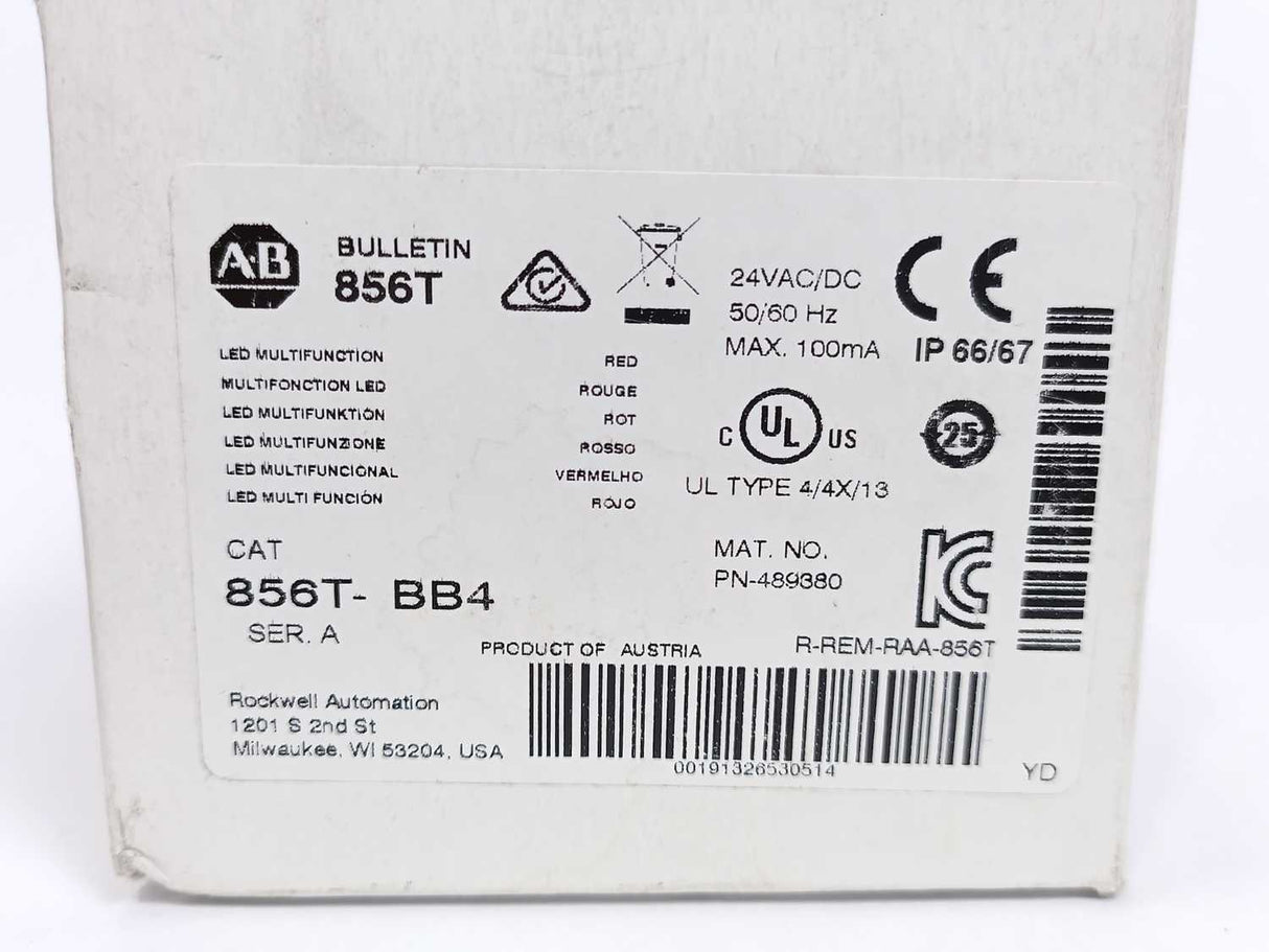 AB 856T-BB4 Red Light Module 70mm Stack Light