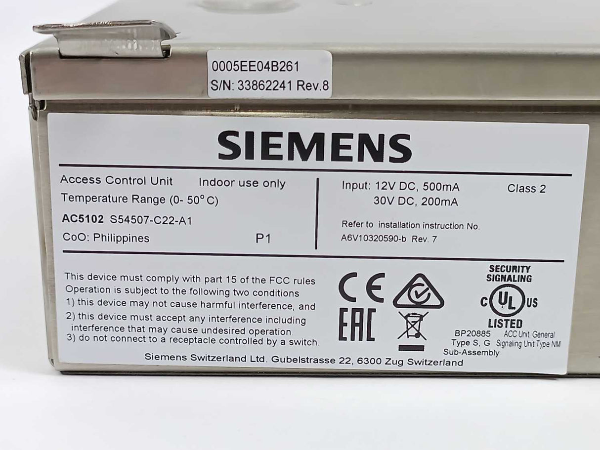 Siemens S54507-C22-A1 AC5102 Advanced Central Controller